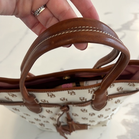 Vintage monogram DB Dooney & Bourke leather tassel detail handbag purse bag - Picture 10 of 16